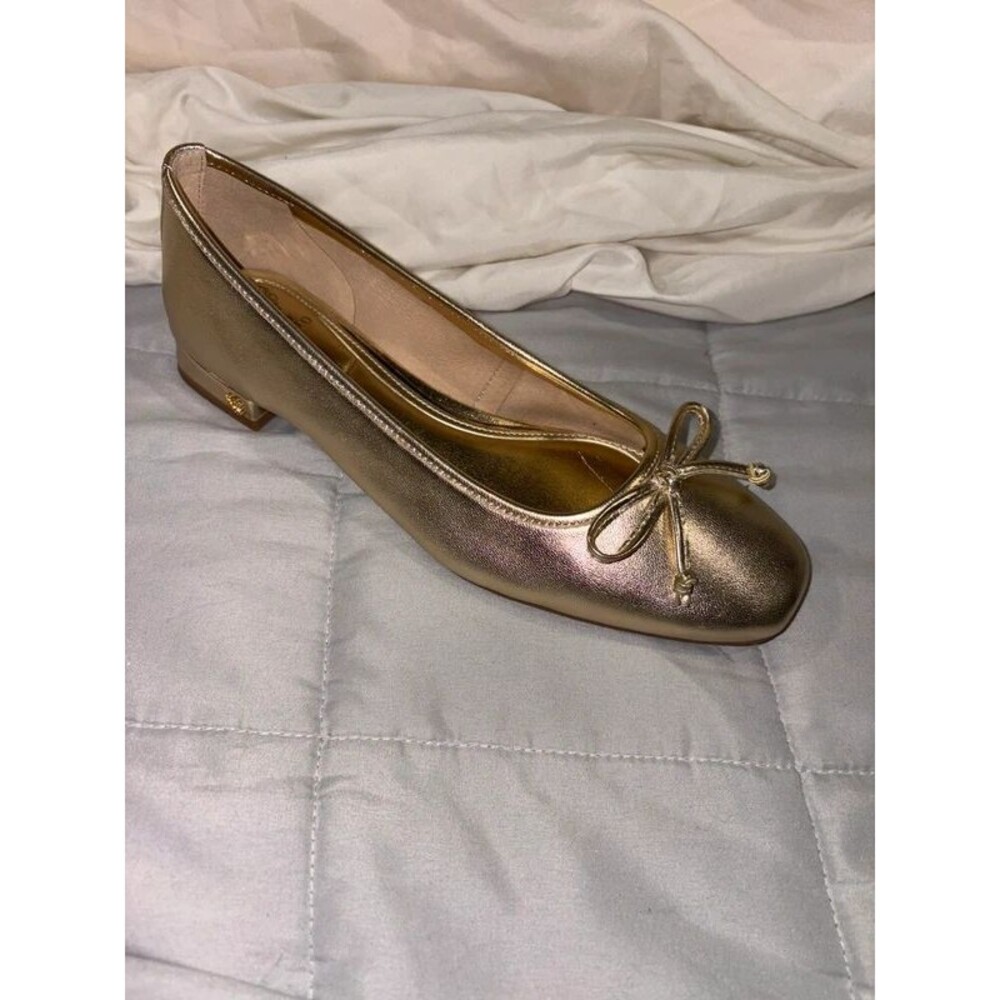 New Vince Camuto Jenlea Ballet Flat Sz 6 Egyptian Gold Metallic Leather